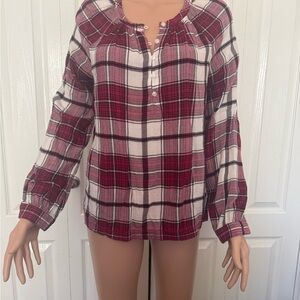 Lucky Brand Jessica Popover Top longsleeve size Medium